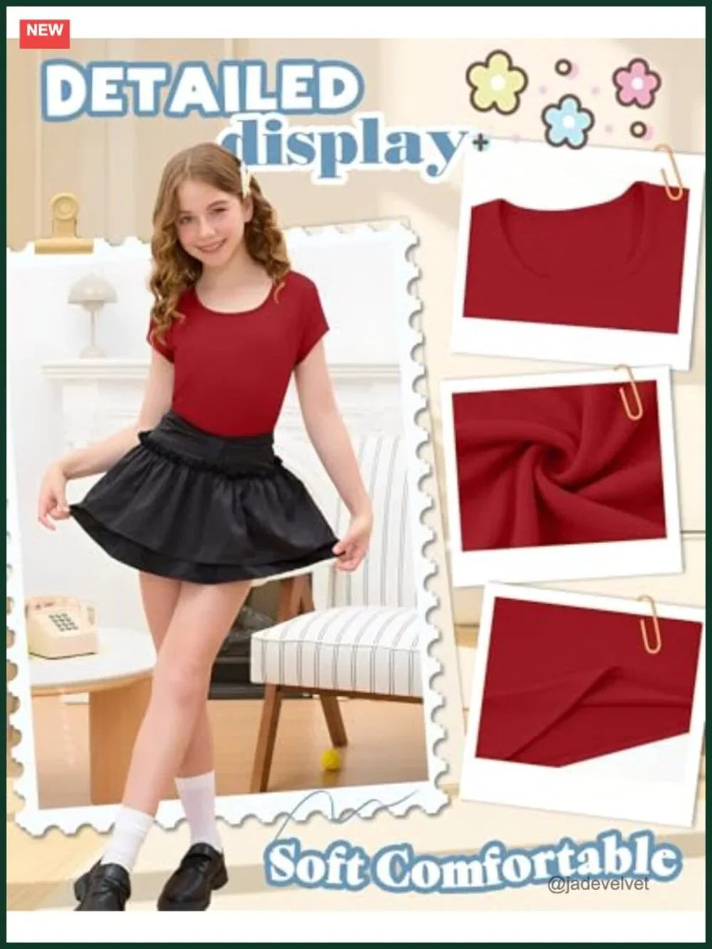 4 Pack Girls Short Cap Sleeve Tees Scoop Neck Tops